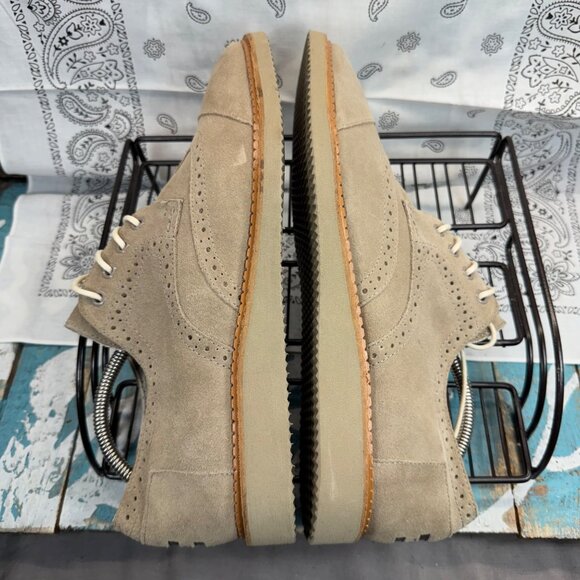NEW Toms Shoes Brown Brogue Oxford Wingtips Desert Beige Suede Lace Up Mens 12 main image 7